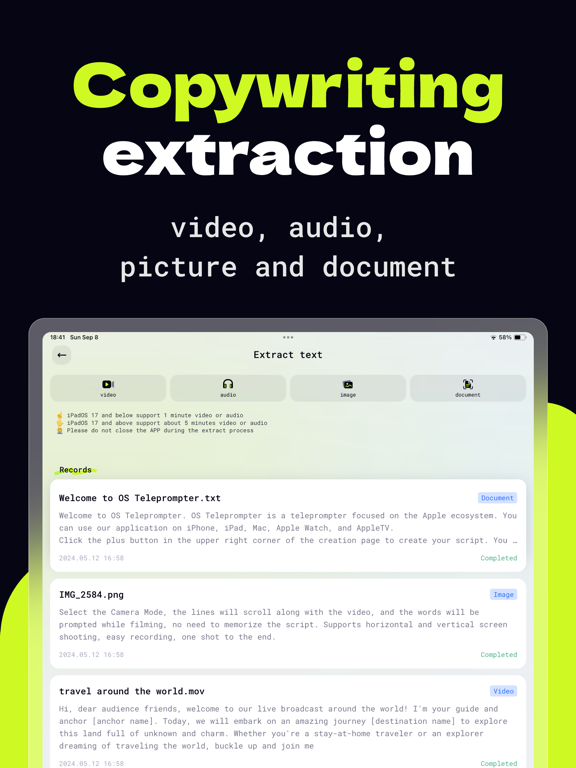 OS Teleprompter iPad screenshot 3 - Utilities app