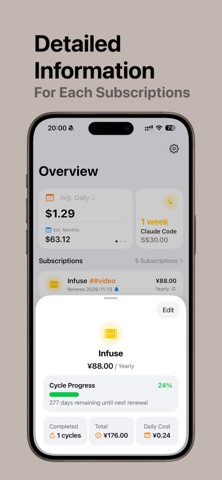 Subs: Subscription Manager screenshot