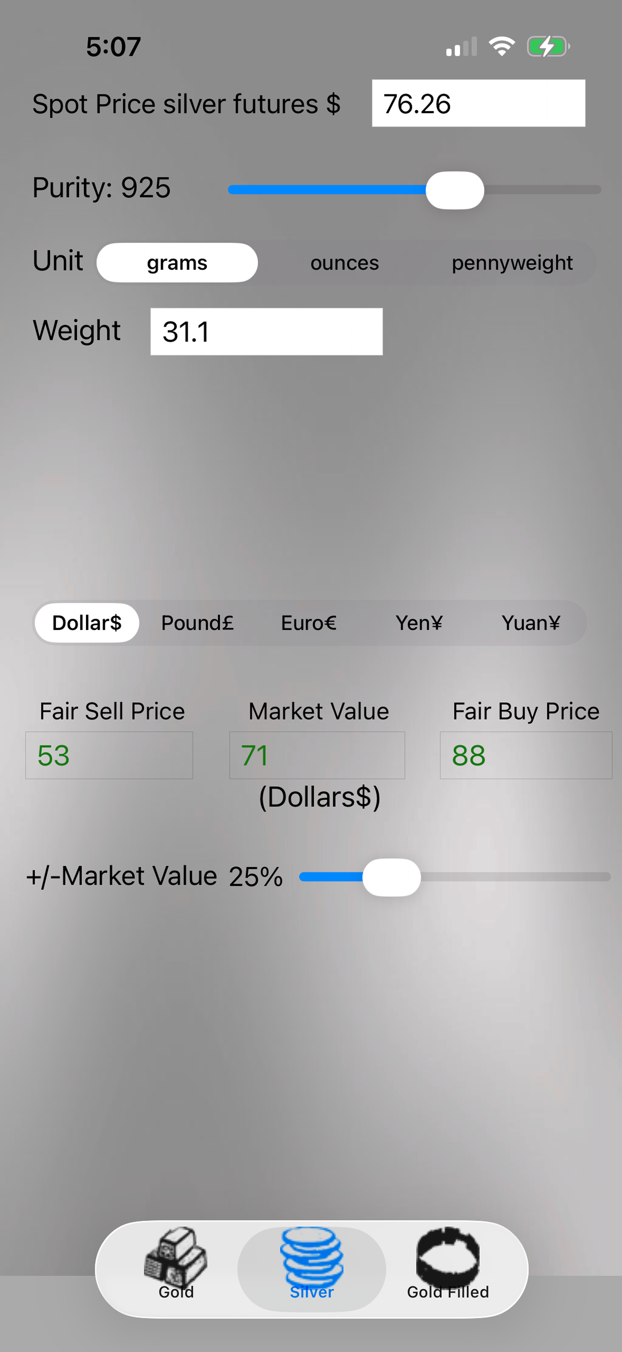 Gold and Silver Calculator