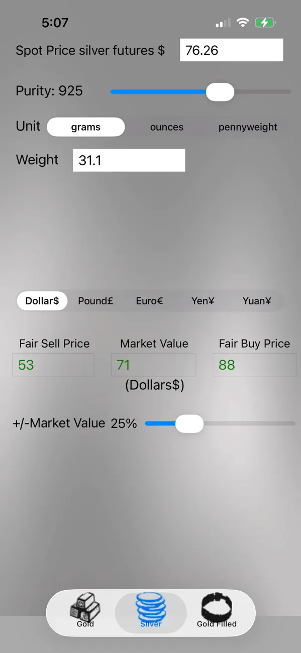 Screenshot #3 pour Gold and Silver Calculator