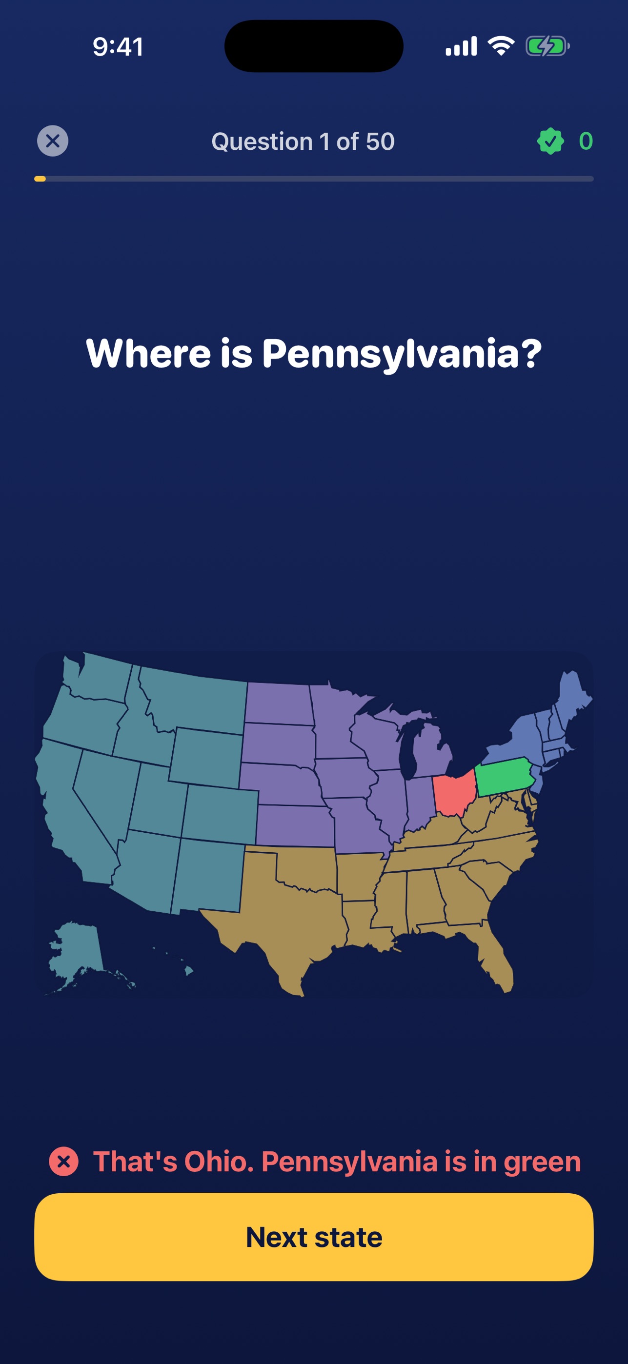 Screenshot 2 of Map Star: States & Capitals
