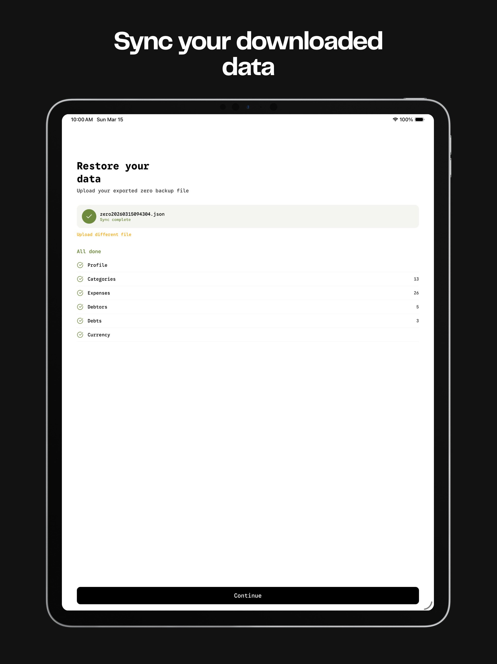 zero: offline expense tracker
