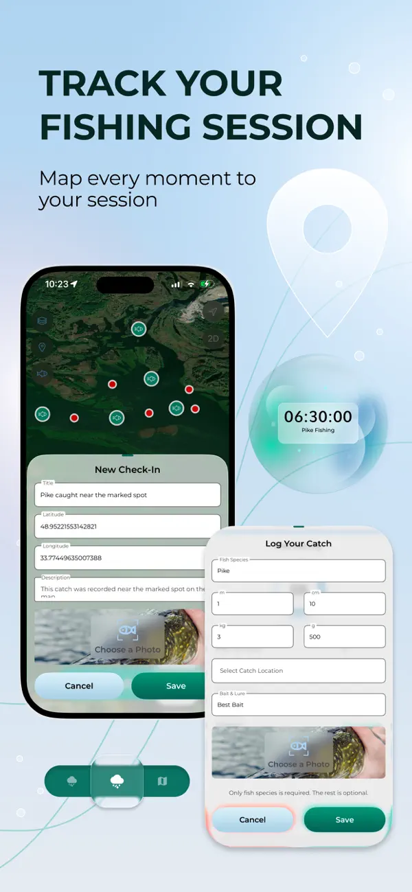 Fishing Times - Forecast & Map 钓鱼时机与轨迹助手应用截图