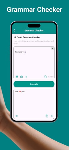 AI Grammar Assistant AI Editor iPhone screenshot
