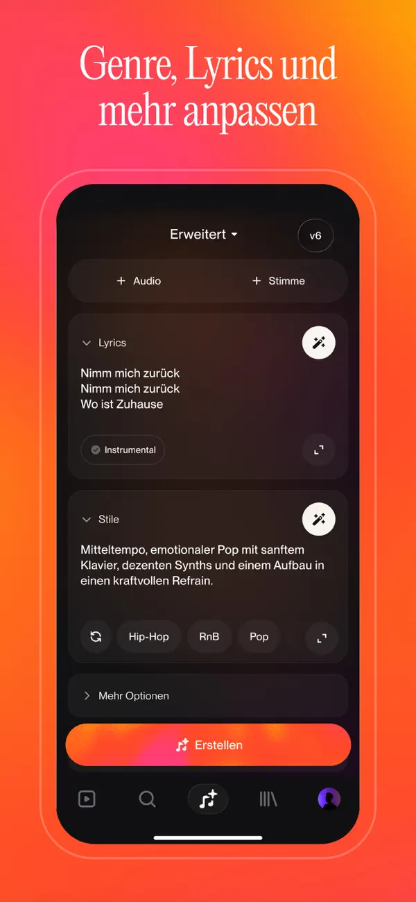 Suno - Musik Machen mit KI iPhone App Screenshot 2 – Musik