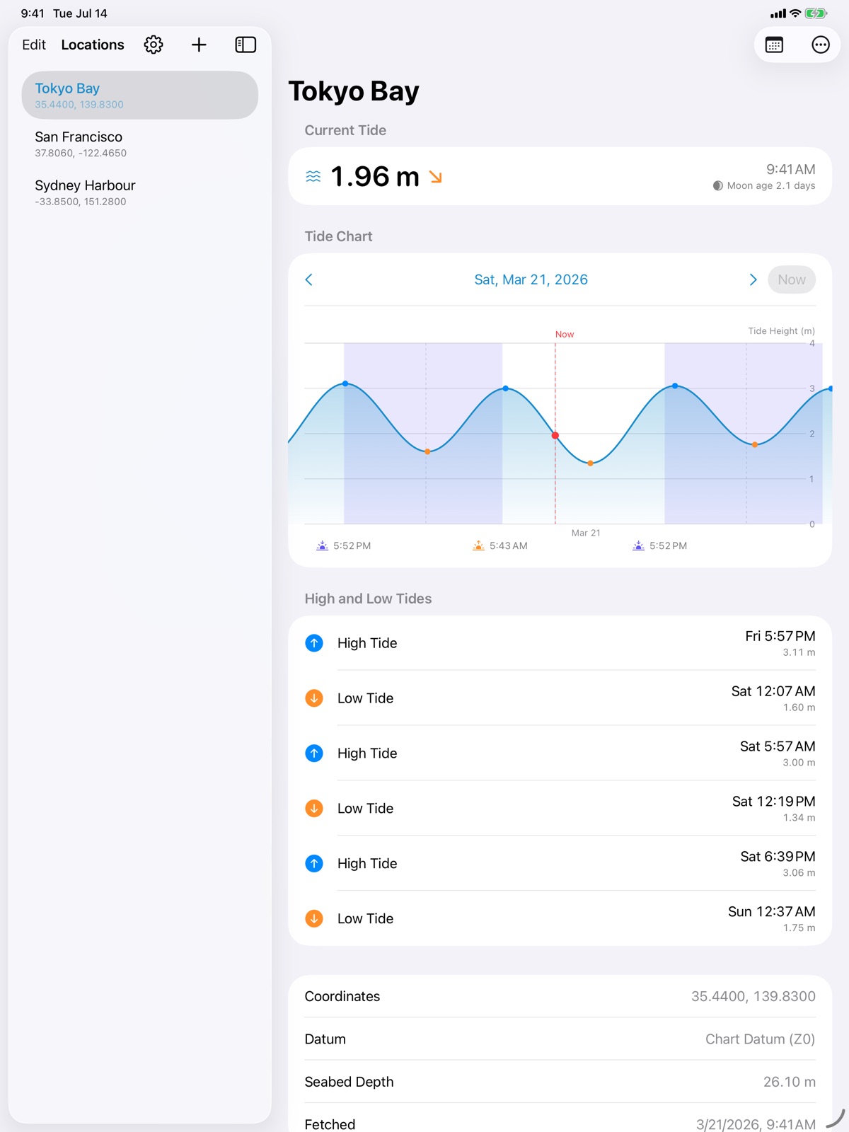 Shiomi - Simple Tide Chart ipad screenshot 1