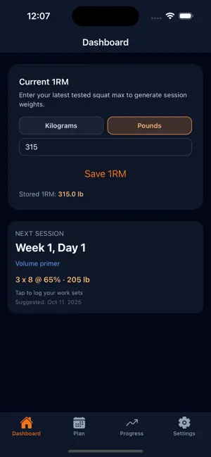 Smolov Squat Tracker screenshot 1