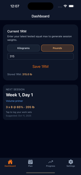 Smolov Squat Tracker Screenshot 1 of 5