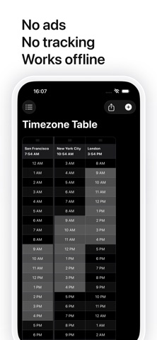 Timezone Table Screenshot 3 of 5