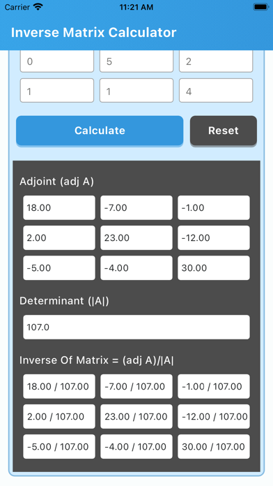 Screenshot 2 of Inverse Matrix Calculator App