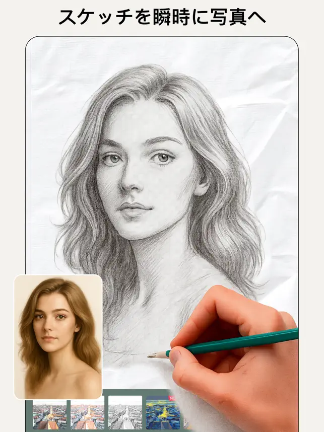 Pencil Sketch-写真鉛筆画,スケッチ加工,カメ‪ラ‬4+_1