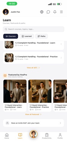HosPro: Hospitality Training iPhone screenshot