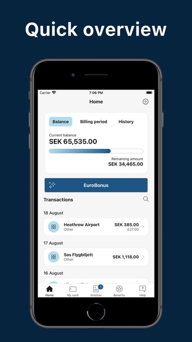 SAS EuroBonus World Mastercard Screenshot