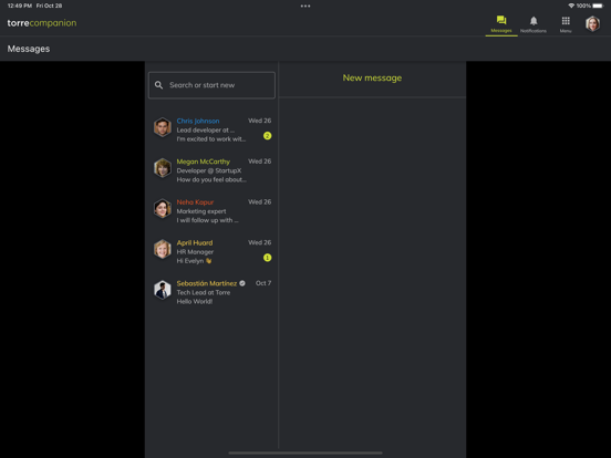Torre Messenger iPad screenshot 2 - Social Networking app