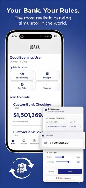 CustomBank: Bank App Simulator screenshot 1