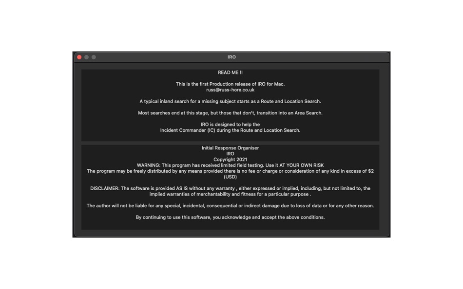 #5. Initial Response Organiser (macOS) Ved: Russell Hore