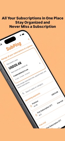 SubPing: Subscription Tracker screenshot