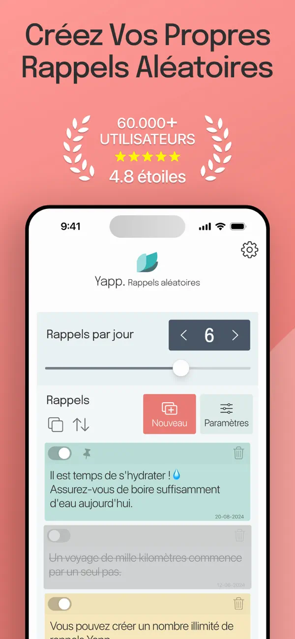 Screenshot #1 pour Yapp Rappels Aléatoires