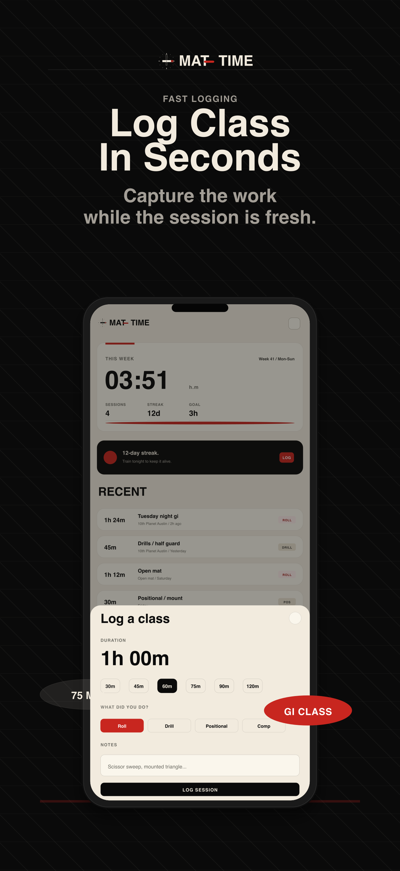 MatTime - BJJ Training Journal