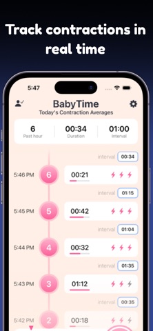 Baby Contractions Timer iPhone screenshot