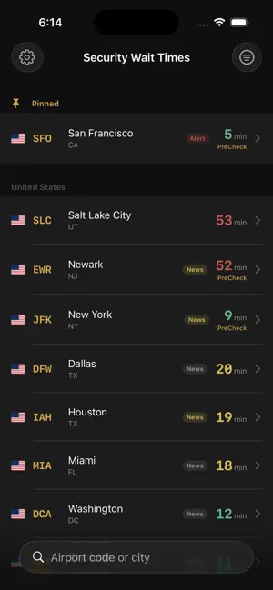 Kontrol: TSA Wait Times screenshot 1
