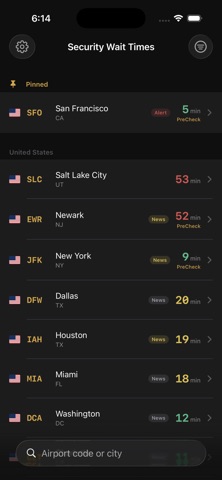 Kontrol: TSA Wait Times Screenshot 1 of 4