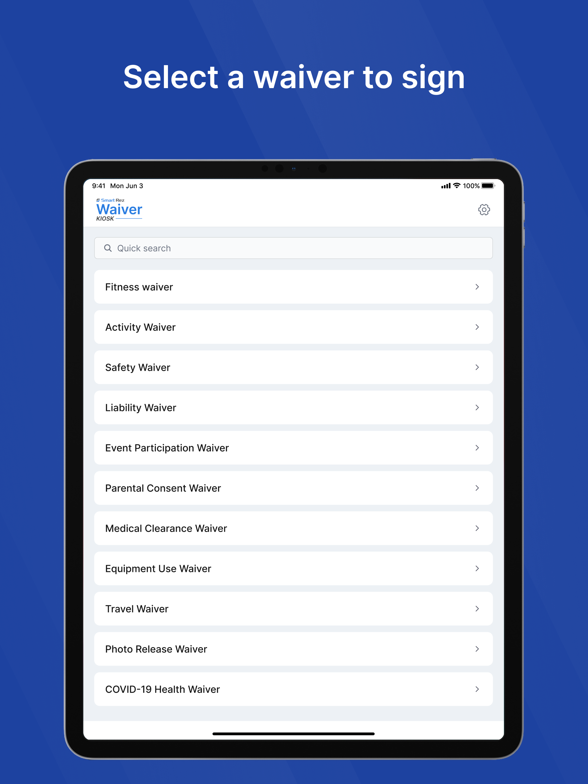 SmartRez Waiver Kiosk