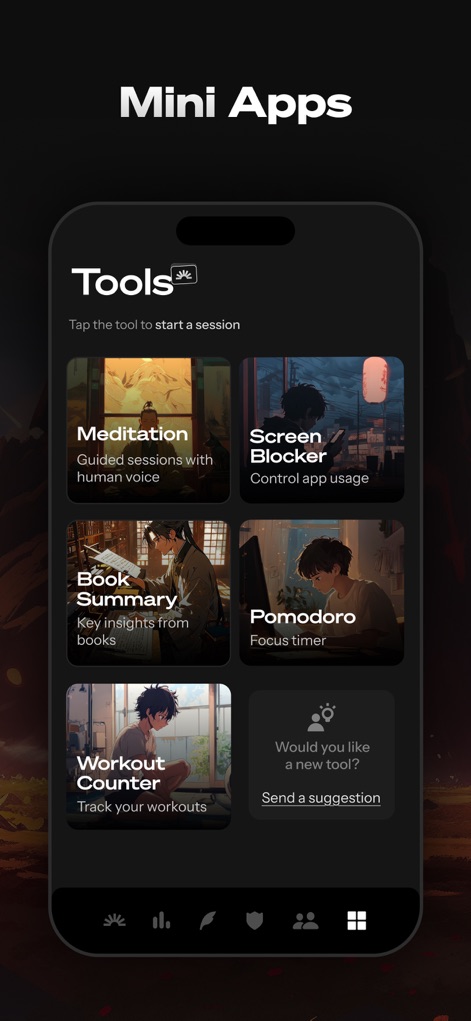 Life Reset: 66 Day Habit - Access a powerful suite of "Mini Apps" designed for well-being, including guided "Meditation" sessions and a productivity-enhancing "Screen Blocker."