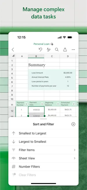 Microsoft Excel iPhone screenshot 3