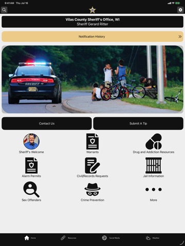 Vilas County Sheriff's Office iPad screenshot