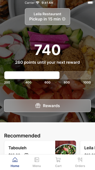 Leila Restaurant app screenshot