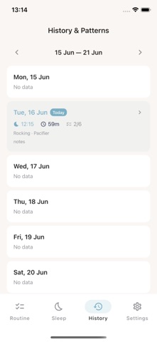 Bassinet Sleep Log screenshot
