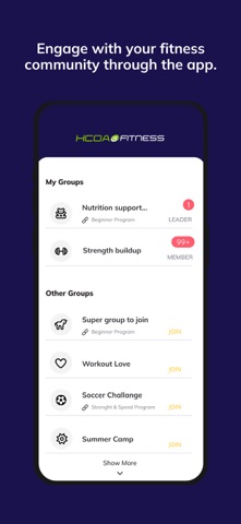 HCOA Fitness iPhone screenshot