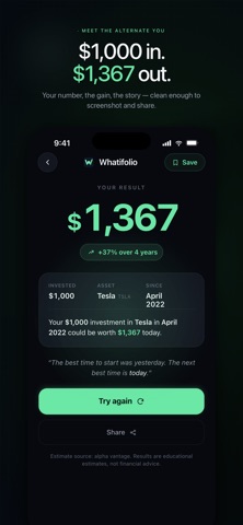 Whatifolio iPhone screenshot