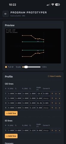 Calculate CNC: Lathe G-Code Screenshot 1 of 10