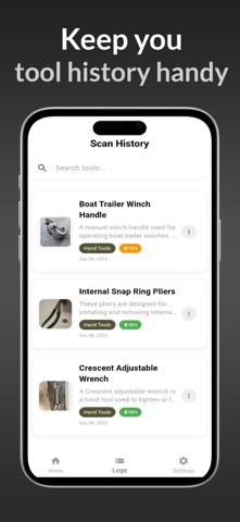 ToolScan: Tool identifier iPhone screenshot