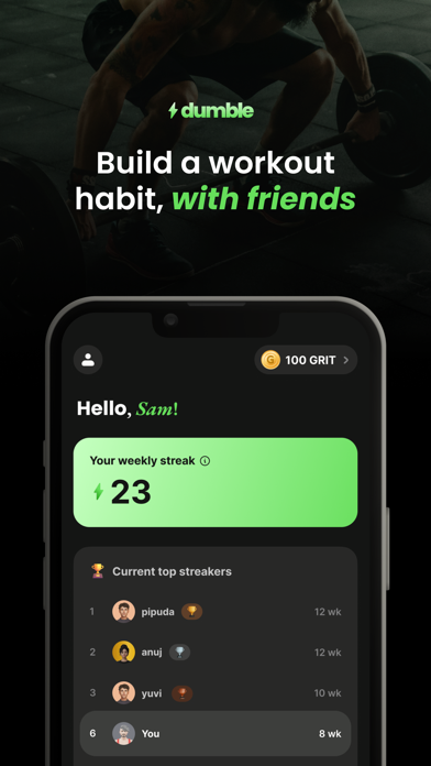Dumble: Gym Workout Challenges Screenshot