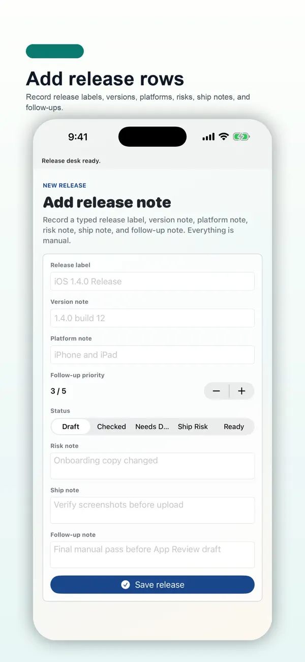 Screenshot #2 pour Release Checklist Desk