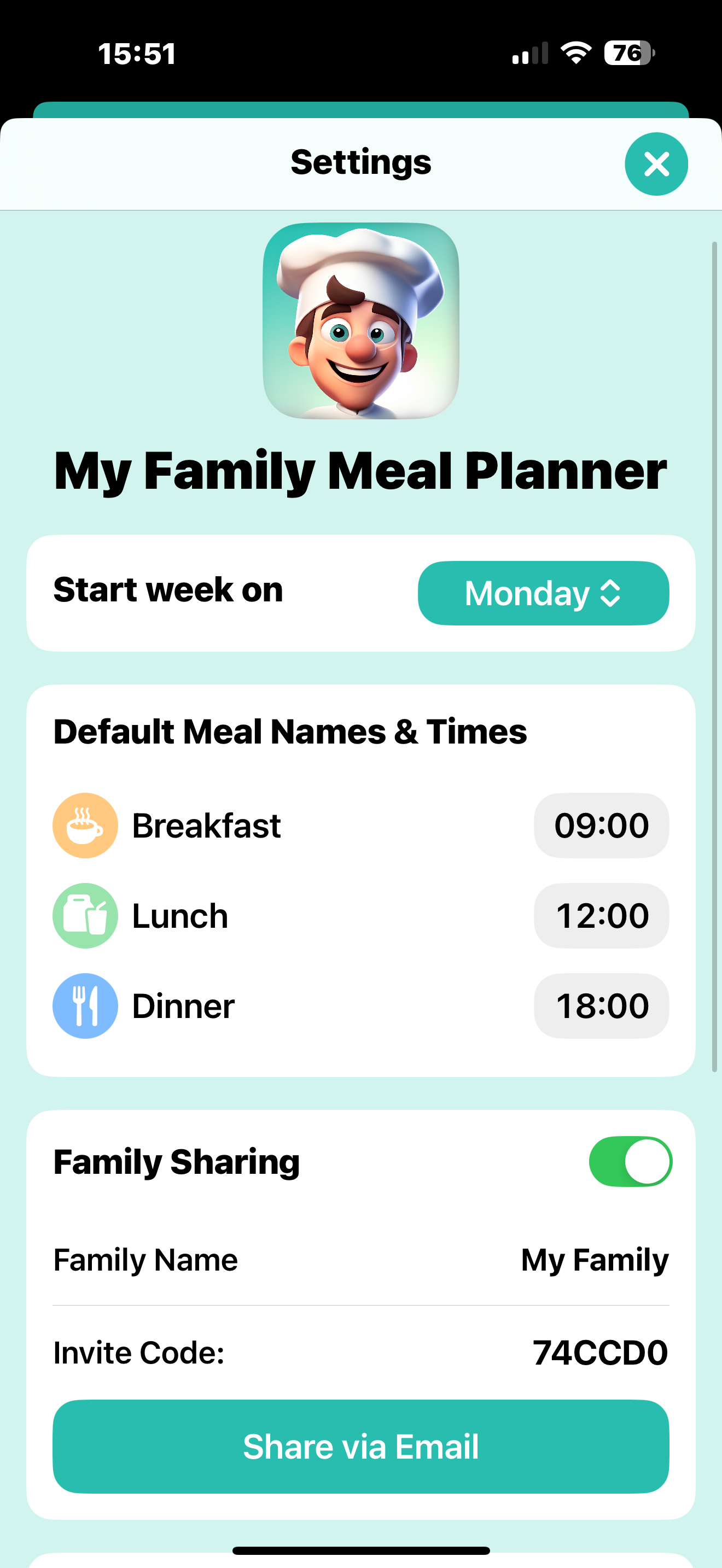 My Family Meal Planner