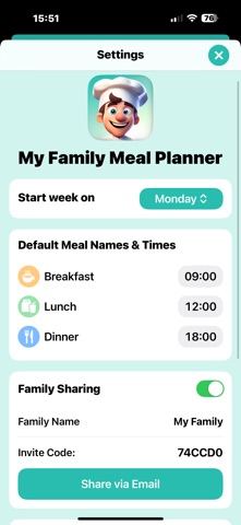 My Family Meal Planner screenshot