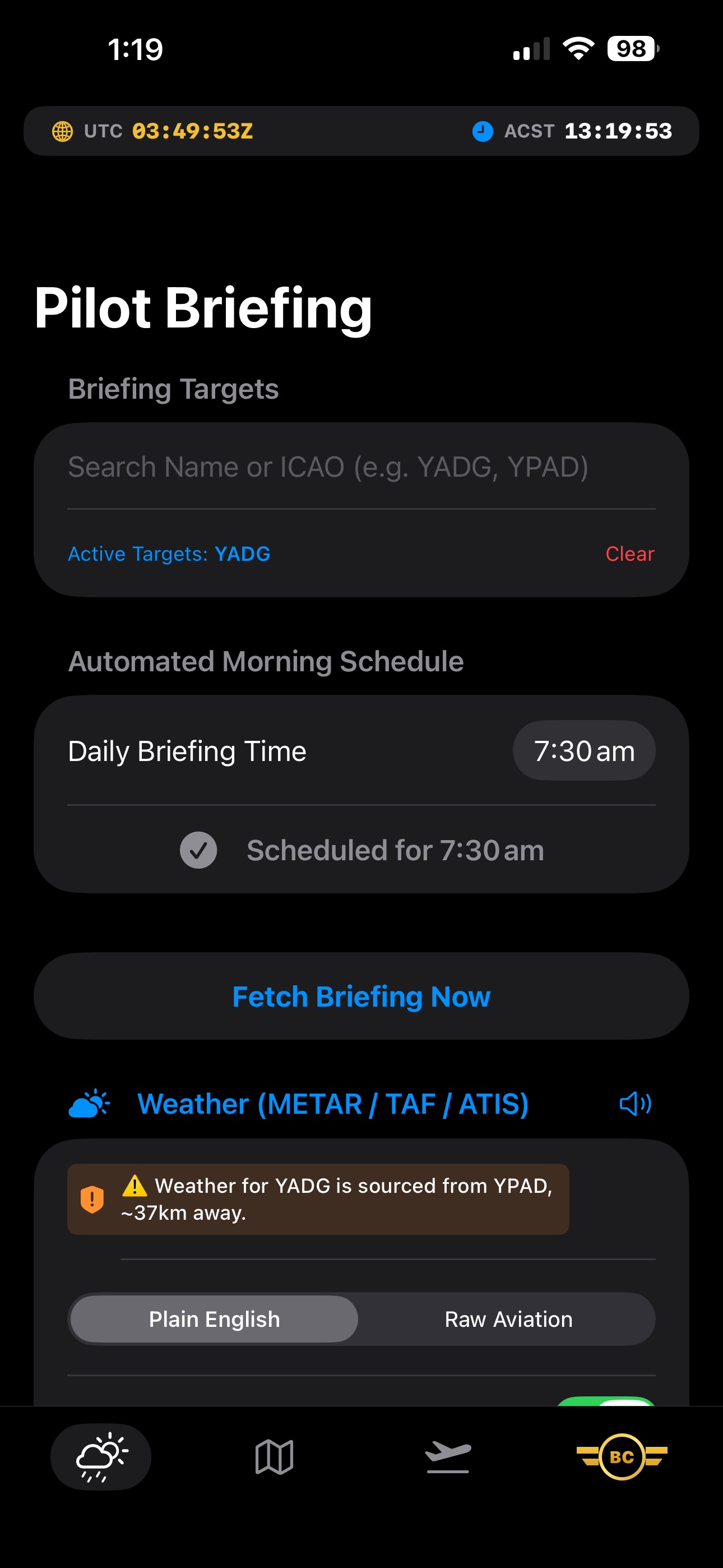 Screenshot 1 of Pilot Briefing