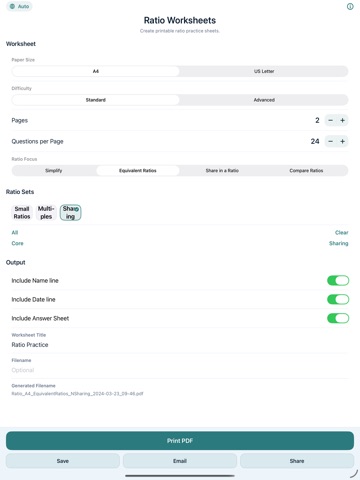 Ratio Worksheets iPad screenshot