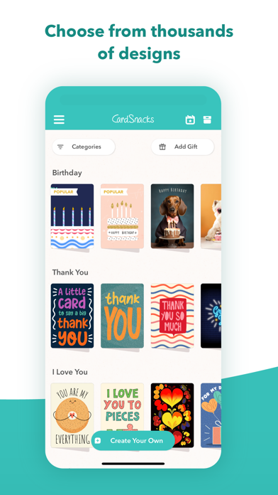 CardSnacks: ecards, greetings Screenshot