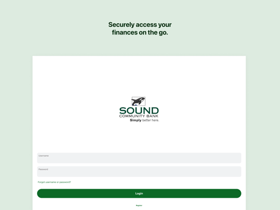 Sound Community Bank Mobile iPad screenshot 1 - Finance app