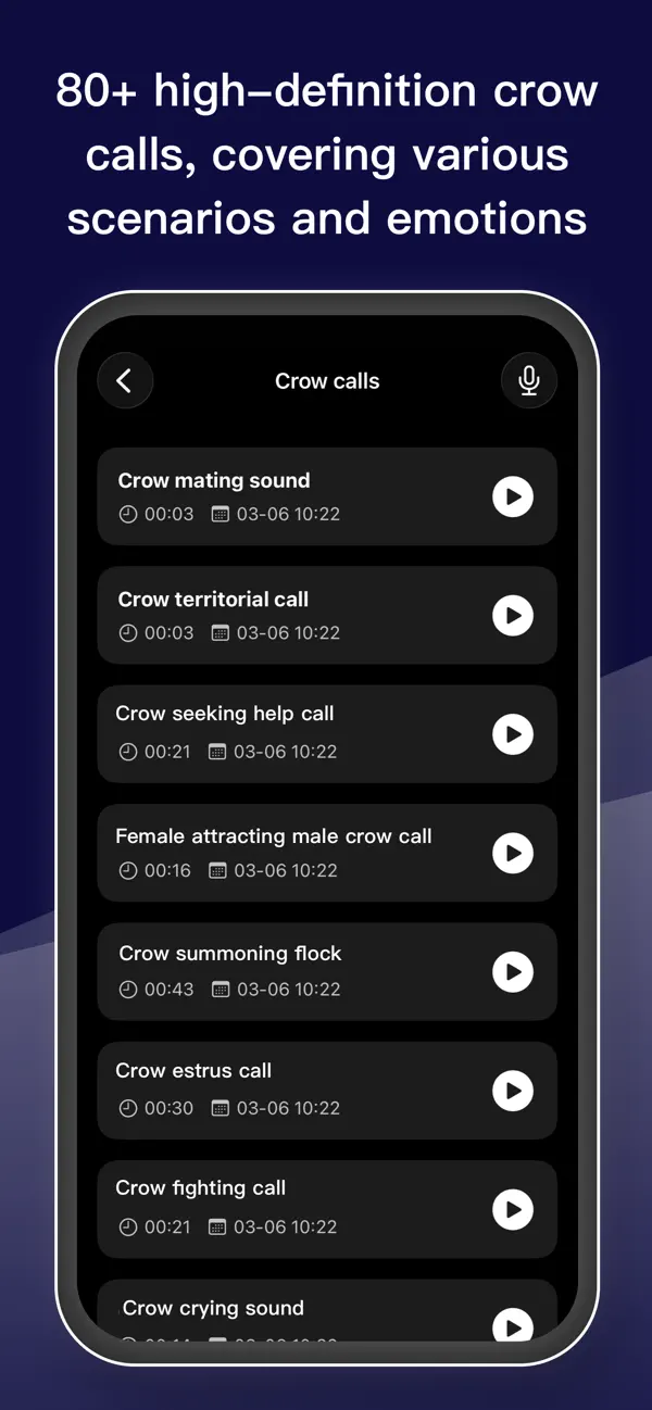 Screenshot #1 pour Crow Call Player:predator call