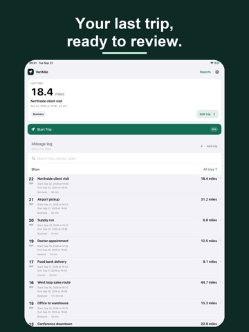 VeriMile: Mileage Tracker iPad screenshot