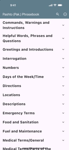 Pashto (Pak.) Phrasebook Screenshot 1 of 10
