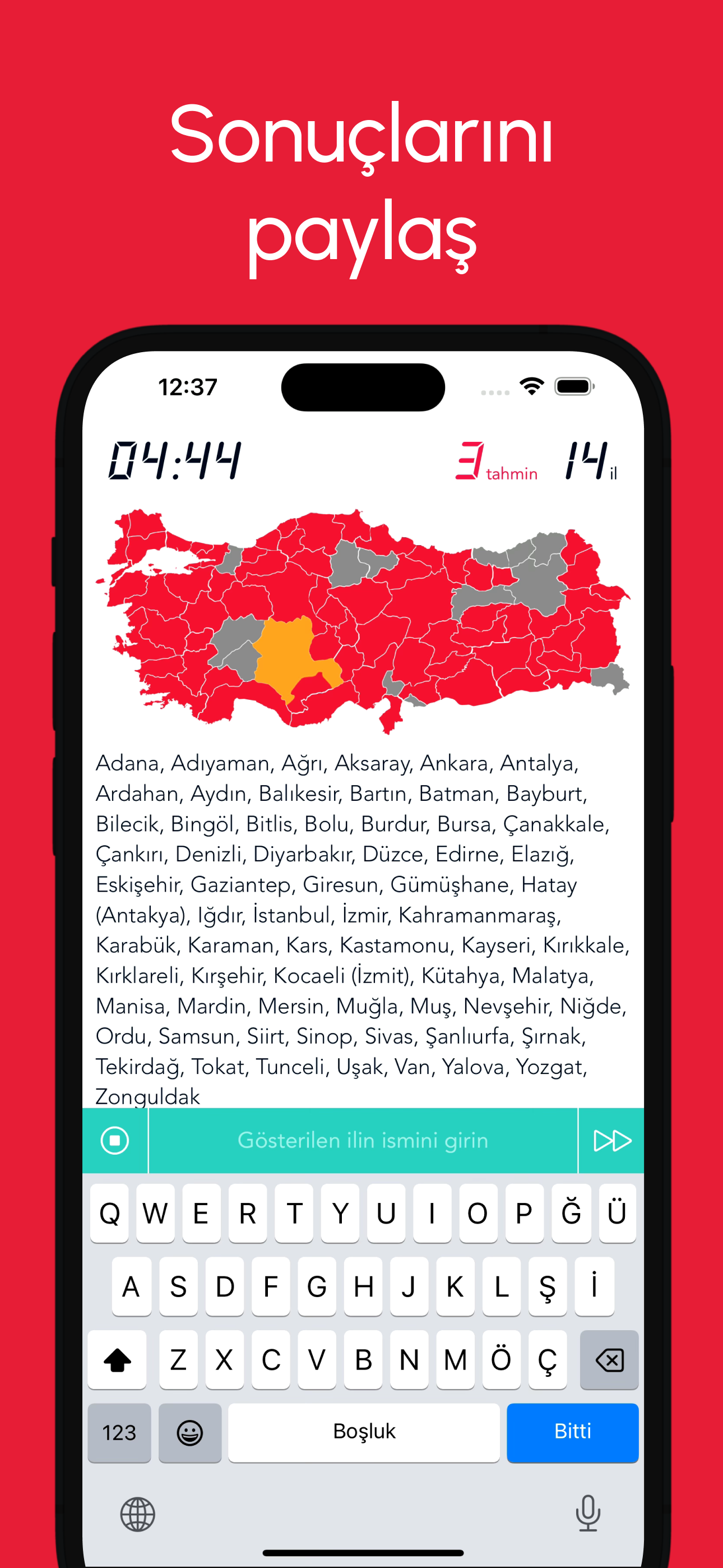 Harita Oyunu: 81 İl Tahmin Et