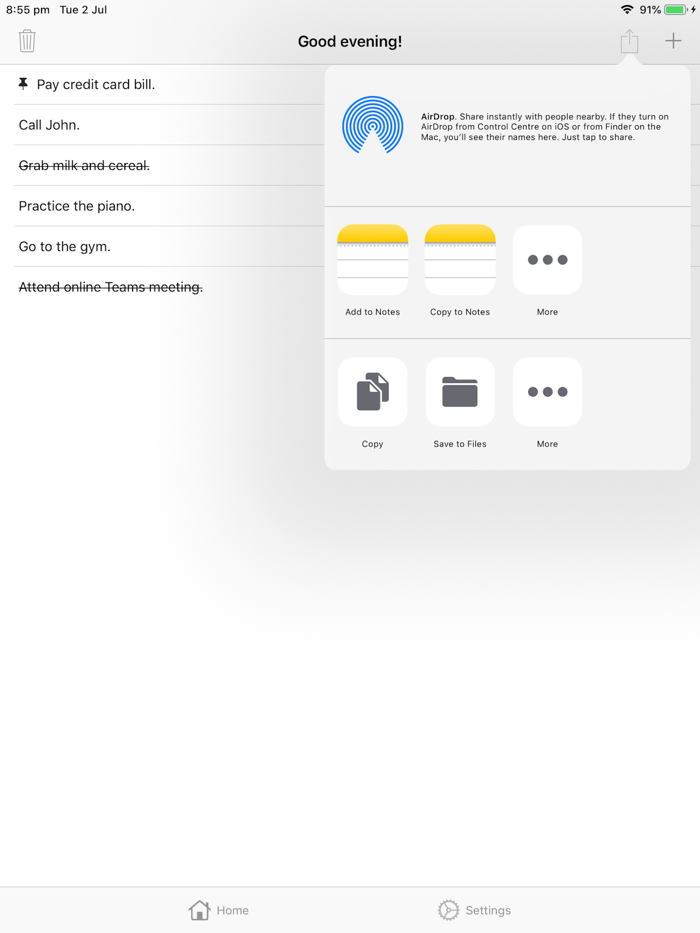 QuickList To-Do/Shopping List