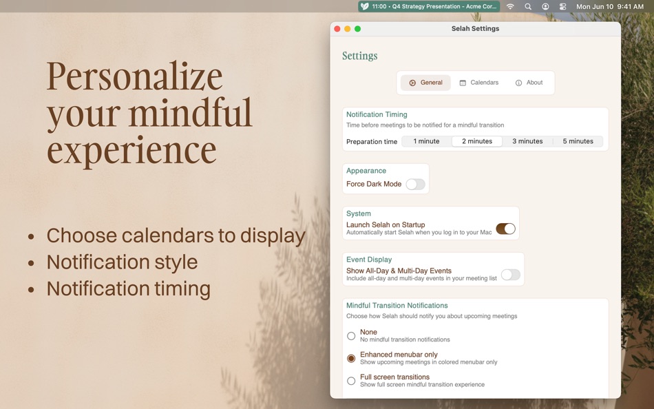 #6. Selah - Mindful Transitions (macOS) 由: TOBIAS TREPPMANN